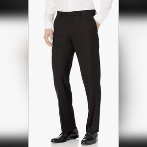 Amazon Essentials 32Wx33L Mens Flat Dress Pants Slim Black Wrinkle Resistant